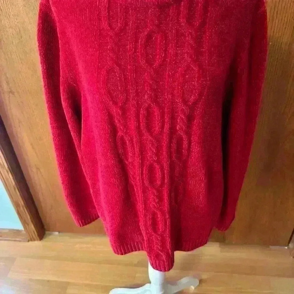 Alfred Dunner Sweater Women's Long Sleeve Knit Pullover Mock Neck Red Size L - Picture 3 of 13